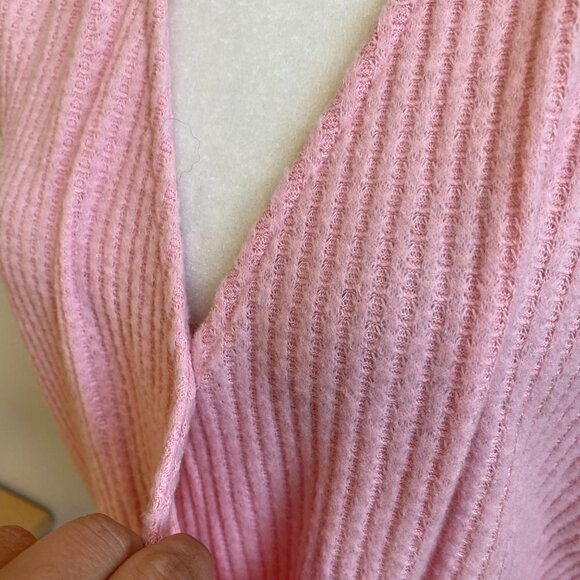 GIBSON BNWOT Pink Long Sleeve Faux Wrap Vneck Top Sz Small New Waffle Knit - Picture 3 of 8
